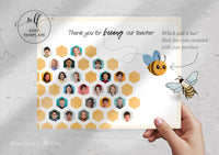 Teacher Appreciation Thank you Photocard from Class ~ Bees HoneyComb Theme (up to 35 Students)