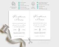 Kristina ~ DIY Wedding Invitation Template 15 Piece Set