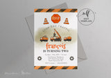 PDF ~ DIY Construction Truck Birthday Invitation, Dump Truck, Cement Truck & Baco Watercolour Design (5x7)