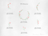 PNG → Floral Wreath Watercolour Graphics Set of 12 Elements (Free for commercial use included)