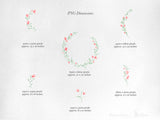 PNG → Floral Wreath Watercolour Graphics Set of 12 Elements (Free for commercial use included)