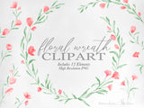 PNG → Floral Wreath Watercolour Graphics Set of 12 Elements (Free for commercial use included)