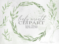 PNG → Leafy Wreath Watercolour Graphics Set of 5 Elements (Free for commercial use included)