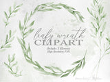 PNG → Leafy Wreath Watercolour Graphics Set of 5 Elements (Free for commercial use included)