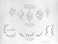 png • svg • eps • dxf → Snakes Set of 5 Clipart Graphics Elements +5 Leaf Graphics (Free for commercial use included)