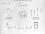 png • svg • eps • dxf → Celestial Clipart Graphics Set; Zodiac, Snakes, Mystic Hands, Gems, Swords, Sun & Moon (Free for commercial use)