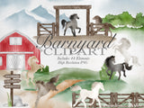 PNG → Barnyard & Horses Watercolour Clipart (Commercial Use Included)