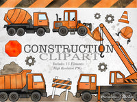 PNG → Construction Truck Watercolour Clipart (Commercial Use Included)