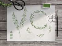 PNG → Leafy Wreath Watercolour Graphics Set of 5 Elements (Free for commercial use included)