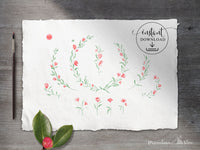 PNG → Floral Wreath Watercolour Graphics Set of 12 Elements (Free for commercial use included)