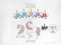 png • svg • eps • dxf → Unicorn Clipart Graphics, Unicorn Face + Unicorn Head + Unicorn Body (Free for commercial use included)