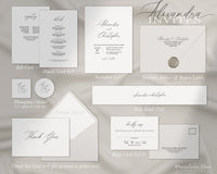 Alexandra ~DIY Wedding Invitation Template 15 Piece Set