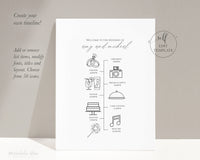 DIY ~ Timeline Itinerary Program Template ~ Wedding Party Details for Ceremony (Printable  5x7)