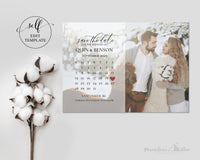 DIY ~ Calendar Photo Card Save The Date, Self Print Template, Photocard Save the Date, Digital or Print Save the Date