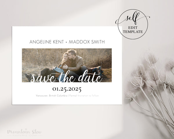 DIY ~ Save The Date Self Print Template, Photocard Save the Date, Digital or Print Save the Date
