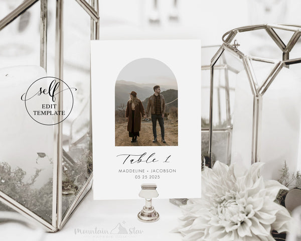 DIY Table Numbers Photo-Card, Wedding Reception Tables (4x6 and 5x7 ~ both sizes included)