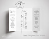 DIY ~ All-in-One Gate Fold Program; Order of Ceremony, Timeline Itinerary, Wedding Party List, Message / Thank you to Guests & Parents