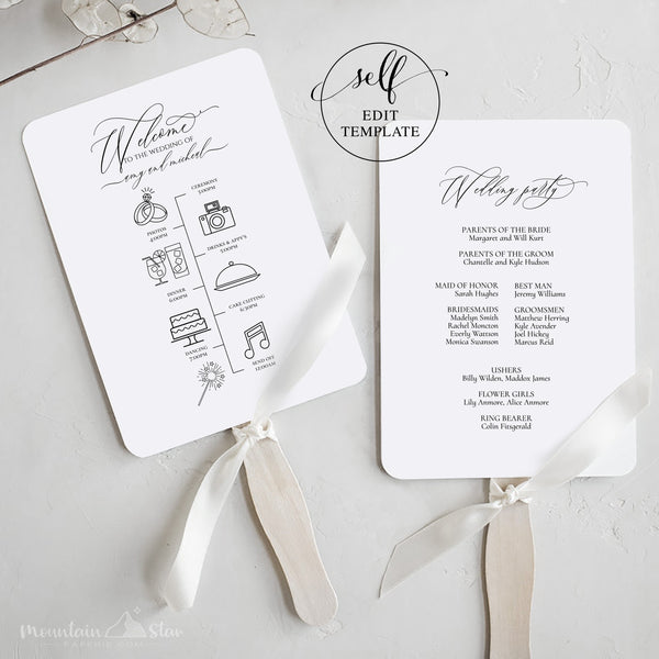DIY ~ Timeline Itinerary Program Template ~ Wedding Party Details for Ceremony (Printable  5x7)