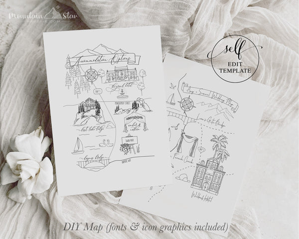 Ultimate Map ~ DIY Wedding Map Creator Template -  Create Your Own Map - Event Map, Wedding Map, Travel Map, Location Map, Party Map